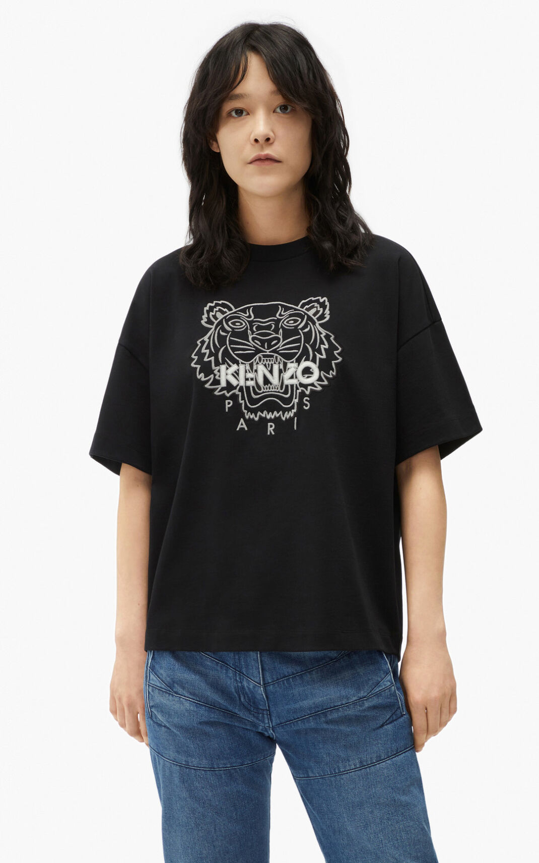 Camiseta Kenzo Tiger boxy Feminino - Pretas | 903JWEYNX